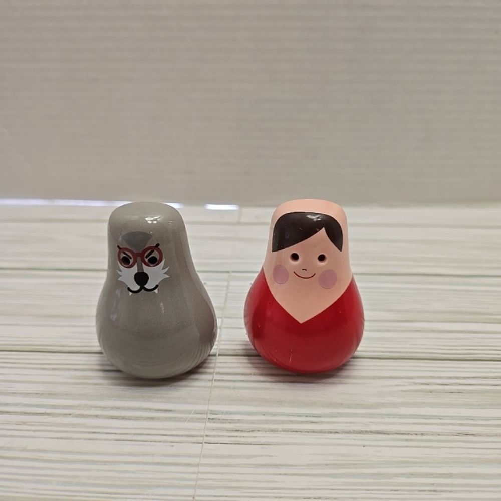 Little Red Riding Hood & Wolf Salt Pepper Shakers Nesting Doll Style Replacement
